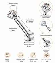 Carica l'immagine nel visualizzatore di Gallery, LABRET CON CRISTALLO IN TITANIO
