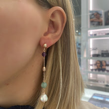 Carica l'immagine nel visualizzatore di Gallery, ORECCHINI CON QUARZO, AMETISTA E PERLE

