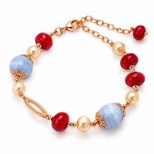 Carica l'immagine nel visualizzatore di Gallery, BRACCIALE CALCEDONIO,QUARZO E PERLA ROSA
