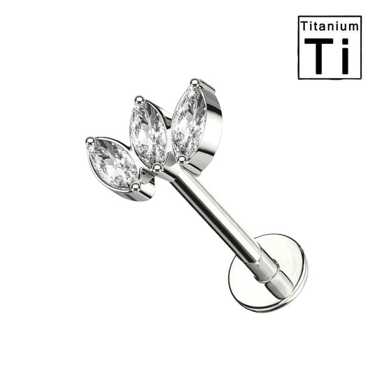 ORECCHINO FOGLIA CON CRISTALLI TITANIO