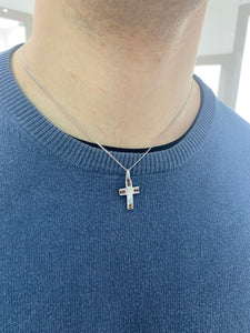 COLLANA UOMO CON CROCE ORO BIANCO