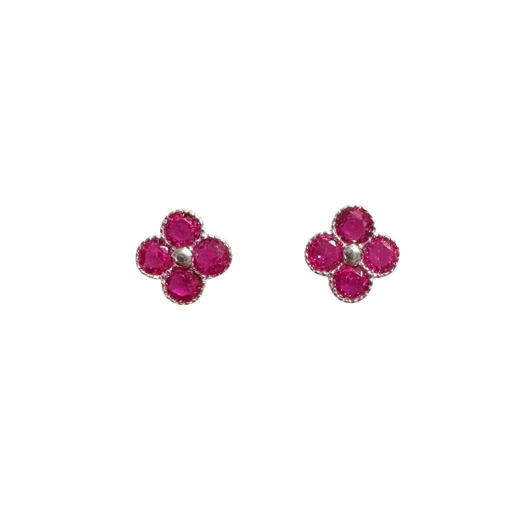 ORECCHINI FIORE CON ZIRCONI FUCSIA