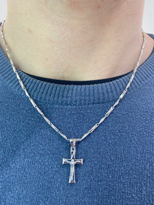 COLLANA UOMO CON CROCE ORO BIANCO CON CRISTO