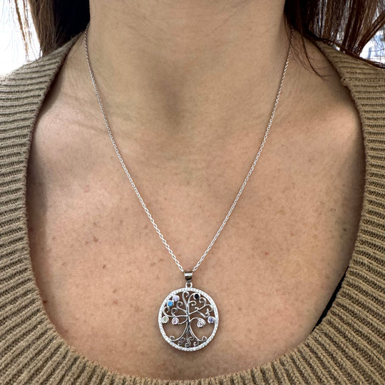 COLLANA ALBERO VITA CON ZIRCONI COLORATI
