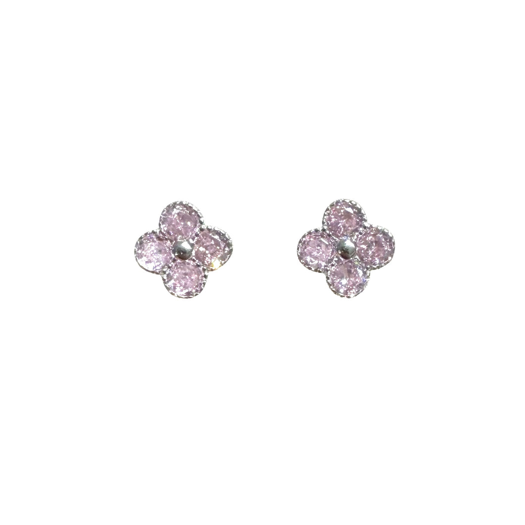 ORECCHINI FIORE CON ZIRCONI ROSA