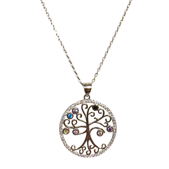 COLLANA ALBERO VITA CON ZIRCONI COLORATI