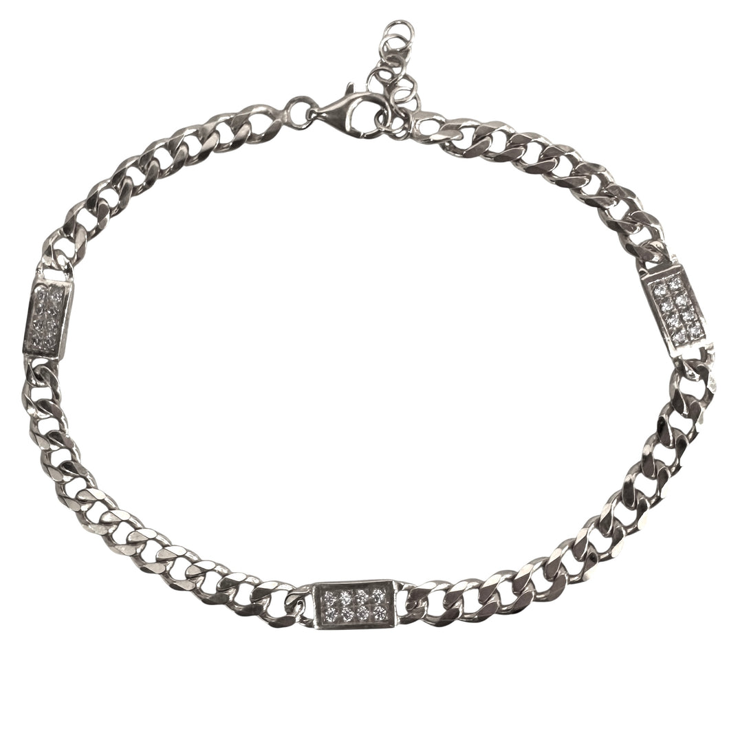 BRACCIALE IN ARGENTO A CATENA CON ZIRCONI