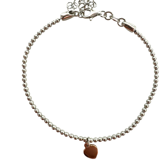 BRACCIALE SFERE E CUORE PENDENTE