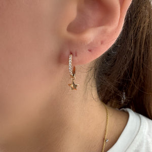 ORECCHINI CERCHI CON CHARM STELLA ORO ROSA