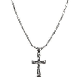 COLLANA UOMO CON CROCE ORO BIANCO CON CRISTO