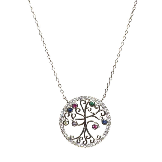 COLLANA ALBERO VITA CON ZIRCONI COLORATI
