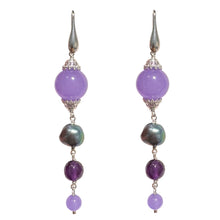 Carica l'immagine nel visualizzatore di Gallery, ORECCHINI CON GIADA, AMETISTA E PERLE THAITI
