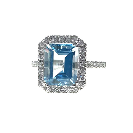 ANELLO ACQUAMARINA e DIAMANTI