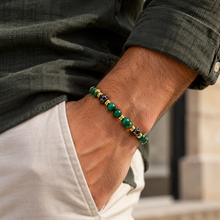Carica l'immagine nel visualizzatore di Gallery, BRACCIALE IN ARGENTO PIETRE NATURALI VERDI E EFFETTO LUNARE
