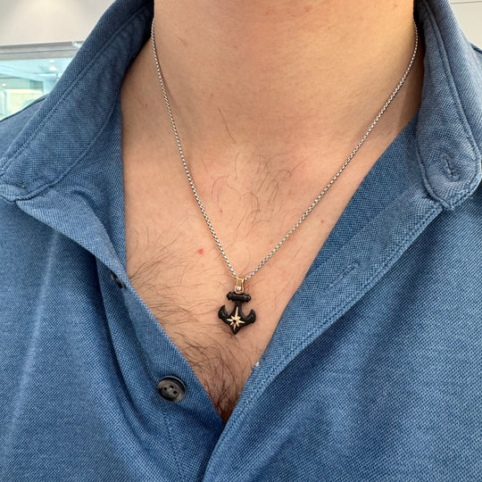 COLLANA ANCORA NERA E ROSA
