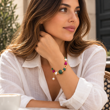 Carica l'immagine nel visualizzatore di Gallery, BRACCIALE AGATA, MALACHITE E PERLE
