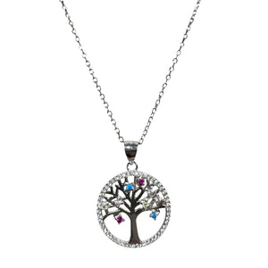 COLLANA ALBERO VITA CON ZIRCONI COLORATI