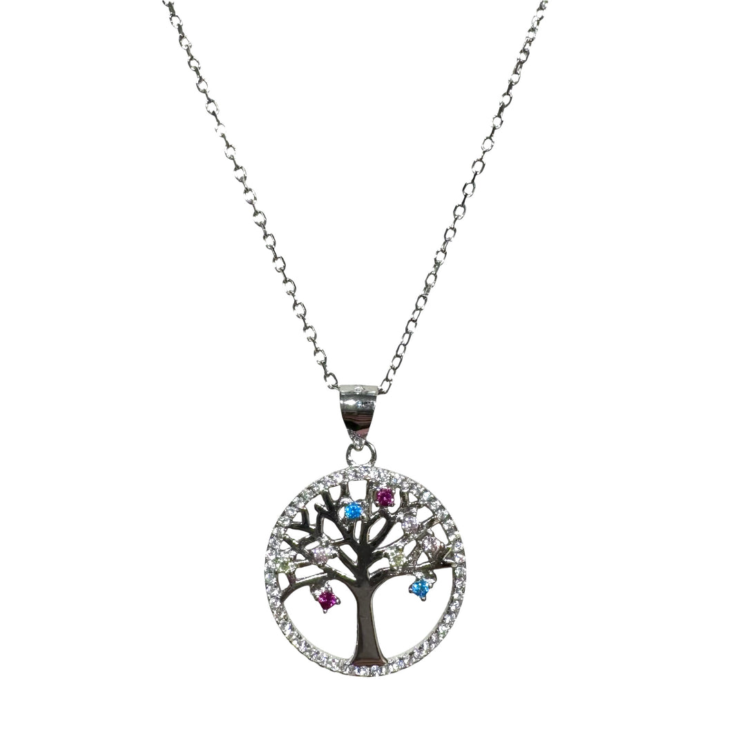 COLLANA ALBERO VITA CON ZIRCONI COLORATI