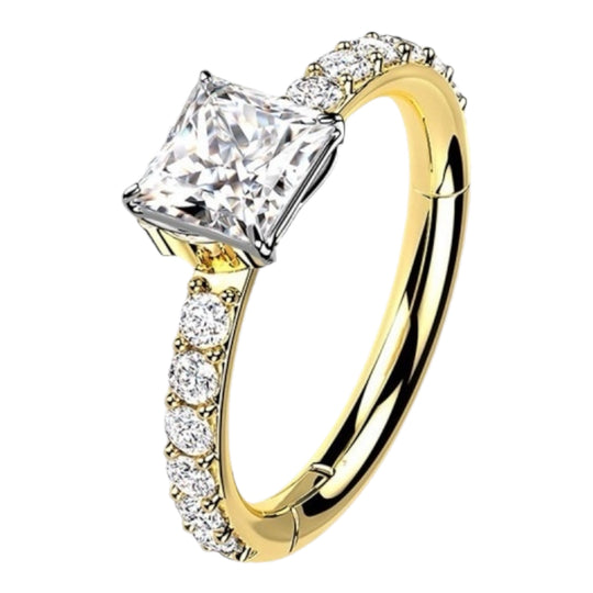 ORECCHINO PIERCING CON CRISTALLO QUADRATO