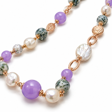 Carica l'immagine nel visualizzatore di Gallery, COLLANA AGATA STRIATA,GIADA E PERLE

