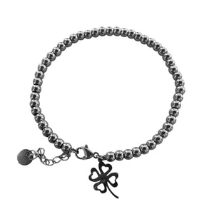 BRACCIALE SFERE CON QUADRIFOGLIO