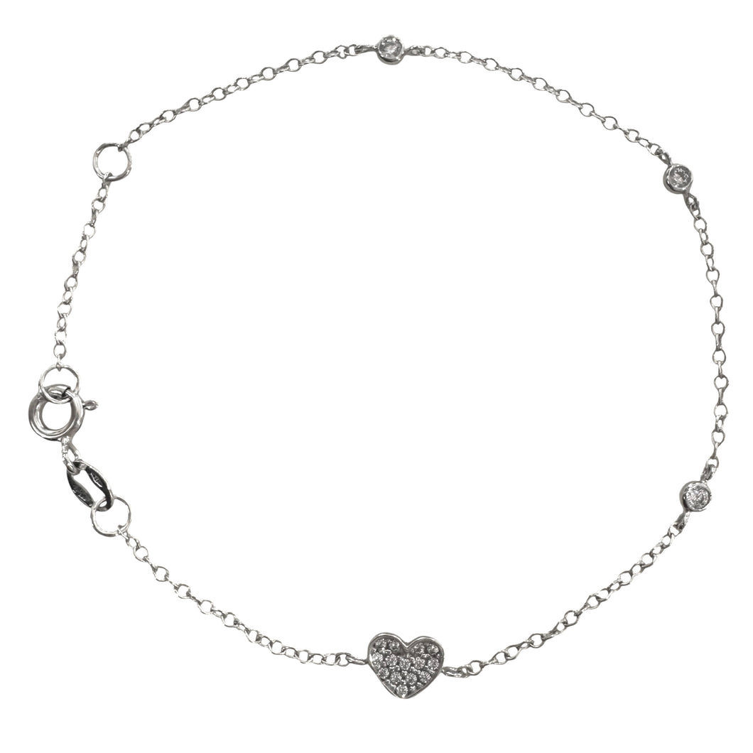 BRACCIALE PUNTI LUCE E CUORE ORO BIANCO
