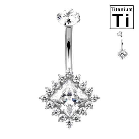 PIERCING OMBELICO CON PIETRA QUADRATA IN TITANIO