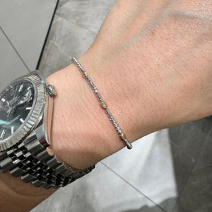 BRACCIALE PALLINE E OVALI DIAMANTATI IN ORO BIANCO E ROSA