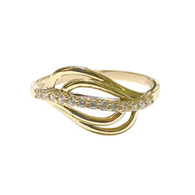 Carica l'immagine nel visualizzatore di Gallery, ANELLO DOPPIA ONDA ORO GIALLO CON ZIRCONI
