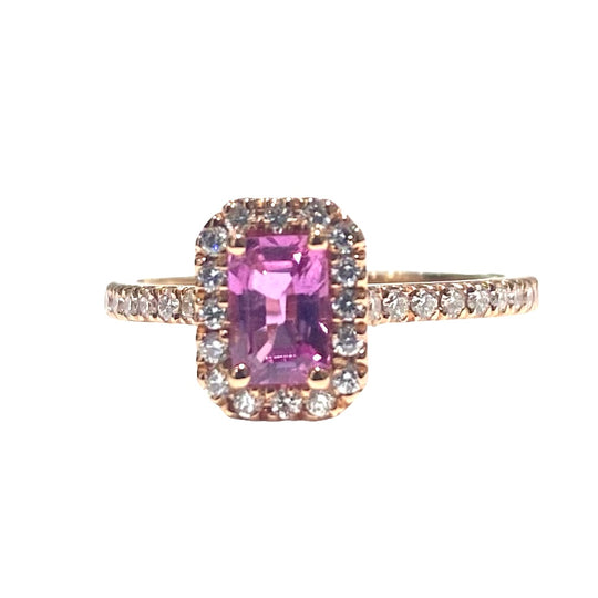 ANELLO ZAFFIRO ROSA RETTANGOLARE