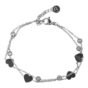 BRACCIALE DOPPIO, CUORI E PUNTI LUCE