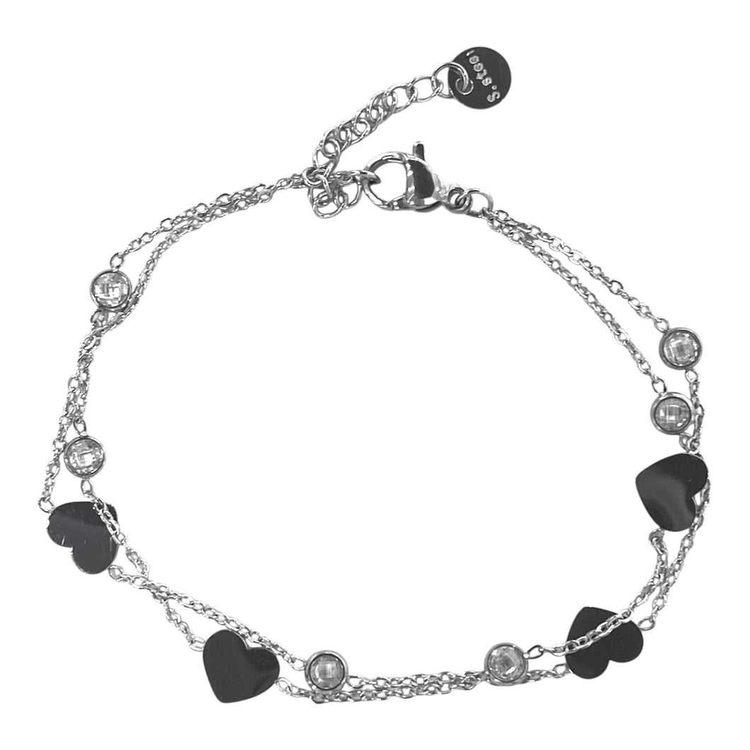 BRACCIALE DOPPIO, CUORI E PUNTI LUCE