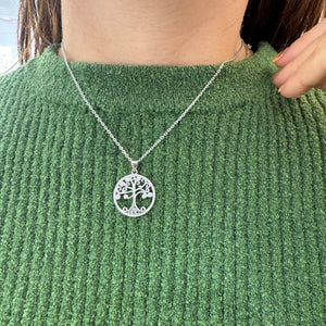COLLANA ALBERO VITA CON ZIRCONI BIANCHI