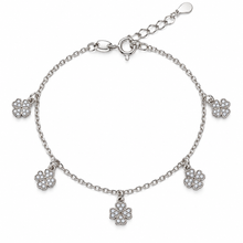 Carica l'immagine nel visualizzatore di Gallery, BRACCIALE QUADRIFOGLI PENDENTI CON ZIRCONI
