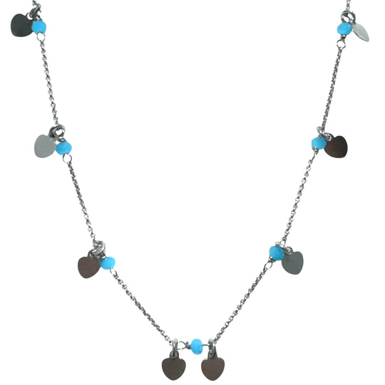 COLLANA CUORI E CRISTALLI TURCHESE