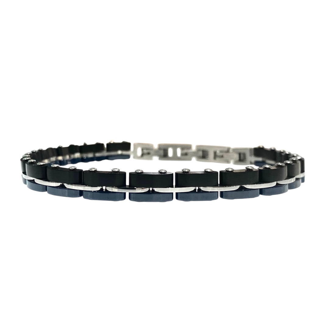 BRACCIALE IN MAGLIA BLU E NERO