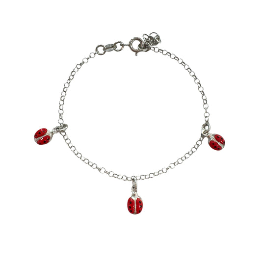 BRACCIALE BABY COCCINELLE ROSSE PENDENTI