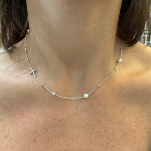 COLLANA CROCE CON PERLE