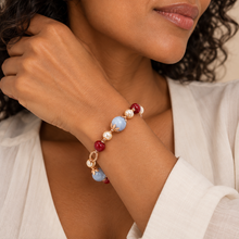 Carica l'immagine nel visualizzatore di Gallery, BRACCIALE CALCEDONIO,QUARZO E PERLA ROSA
