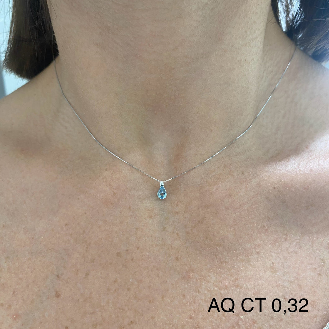 COLLANA PUNTO LUCE CON ACQUAMARINA E DIAMANTE