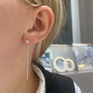 ORECCHINI A FILO CON ZIRCONE ROSA
