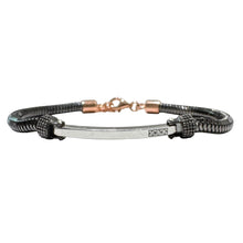 Carica l&#39;immagine nel visualizzatore di Gallery, BRACCIALE IN ARGENTO BRUNITO CON PIASTRINA DA UOMO
