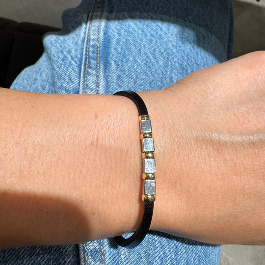 BRACCIALE CUBETTI E CUOIO