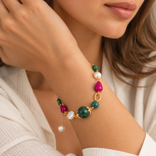 Carica l'immagine nel visualizzatore di Gallery, BRACCIALE AGATA, MALACHITE E PERLE
