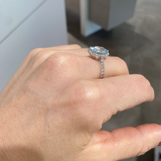 ANELLO ACQUAMARINA e DIAMANTI