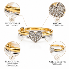 Carica l'immagine nel visualizzatore di Gallery, ANELLO CUORE DOPPIA FEDINA
