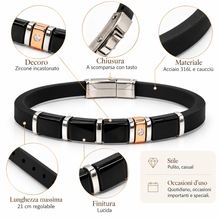 Carica l'immagine nel visualizzatore di Gallery, BRACCIALE BLACK AND ROSE IN ACCIAIO
