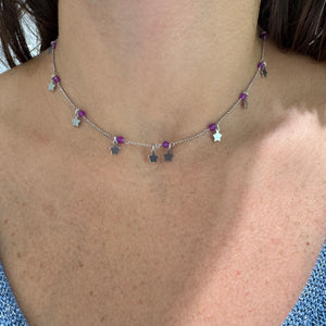 COLLANA STELLE E CRISTALLI CICLAMINO