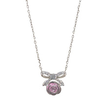Carica l'immagine nel visualizzatore di Gallery, COLLANA FIOCCO CON ROSA BRILLANTE
