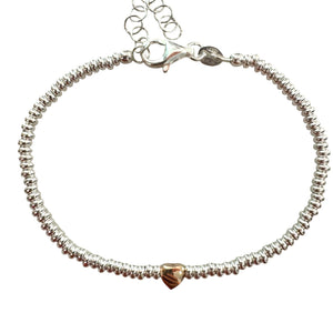 BRACCIALE PEPITE E CUORE ROSA